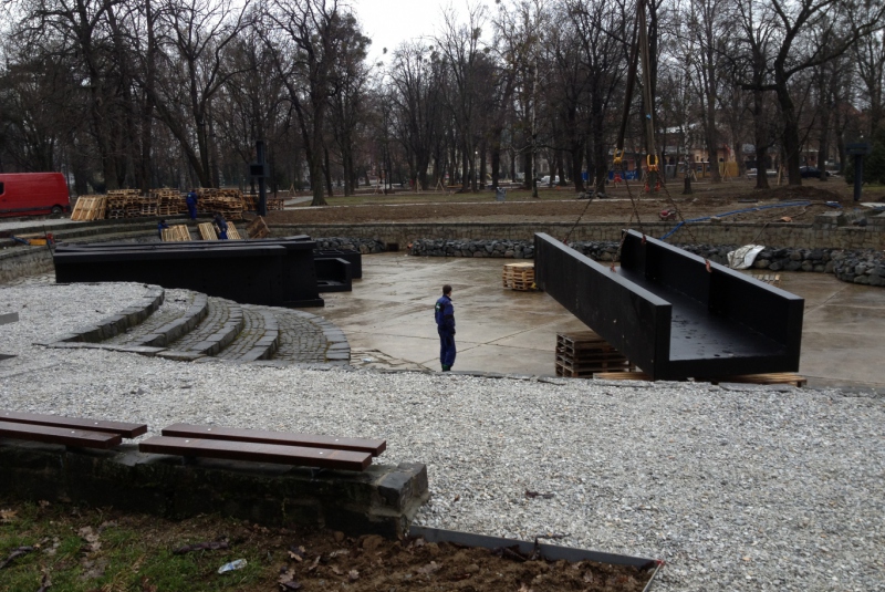 Montáž fontány Mestský park Košice EHMK 2013